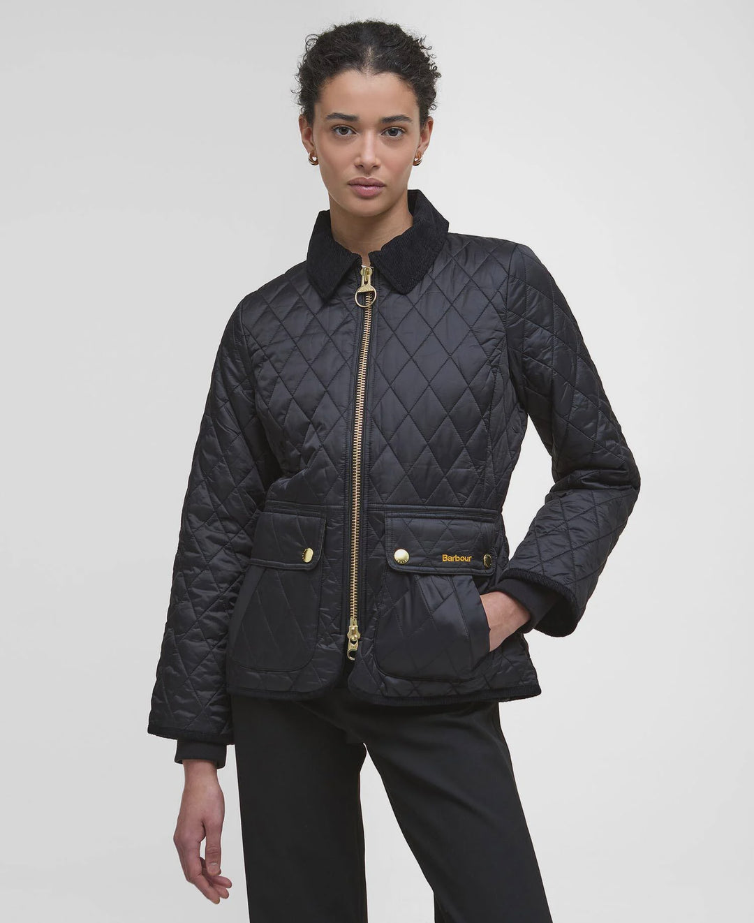 Barbour Beadnell Fitted Quilted Jacket in Black