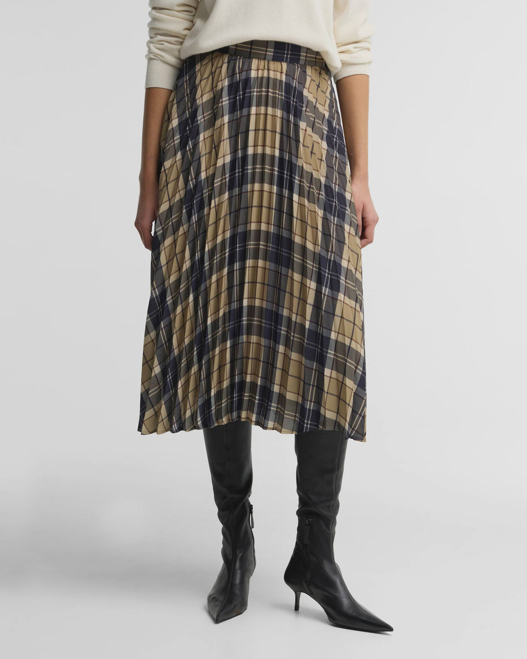 Barbour Ria Tartan Pleated Midi Skirt