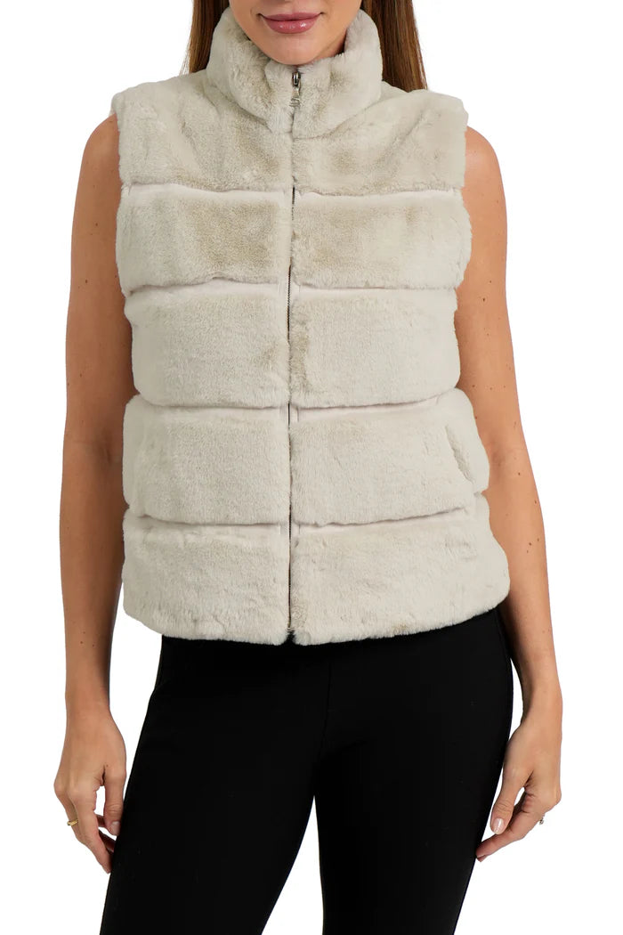 Love Token Vince Faux Fur Vest in Ivory