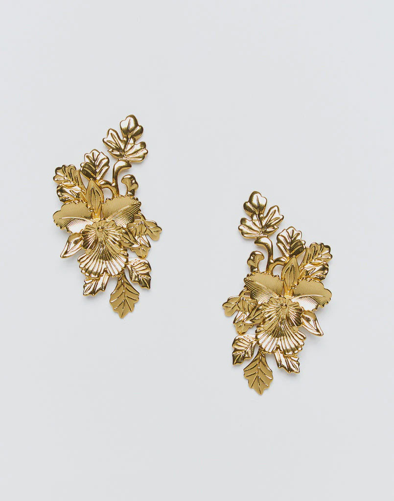 Mestiza Laurel Leaf Drop Earrings in Gold