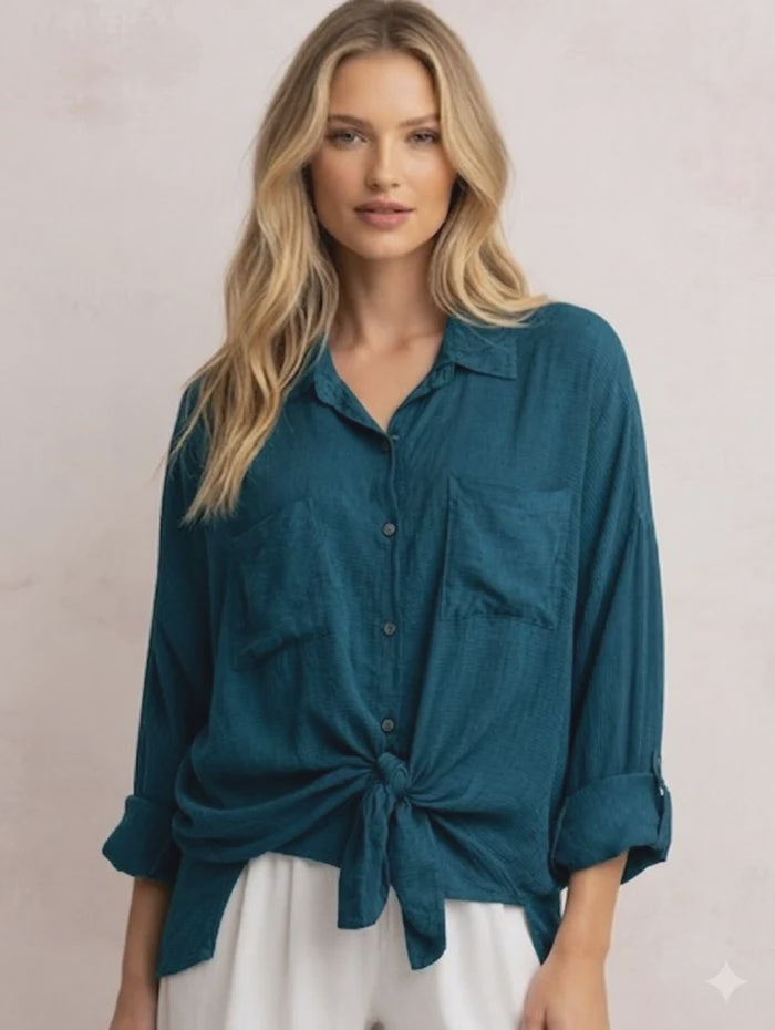 Maven West Cargo Pocket Top in Star Blue