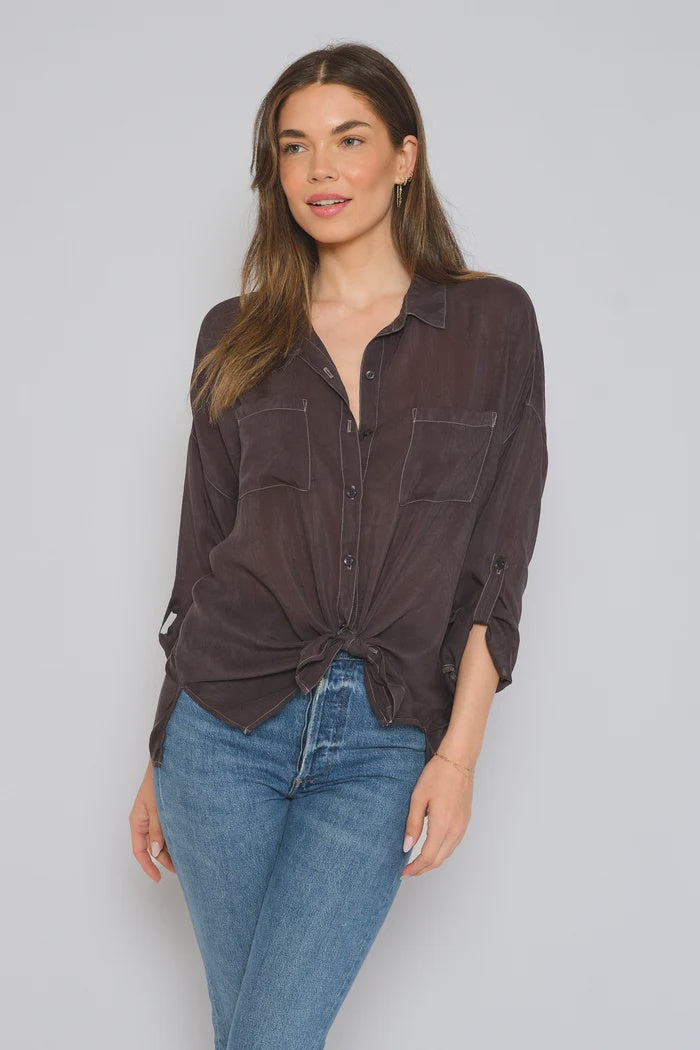 Maven West Cargo Pocket Top in Charcoal