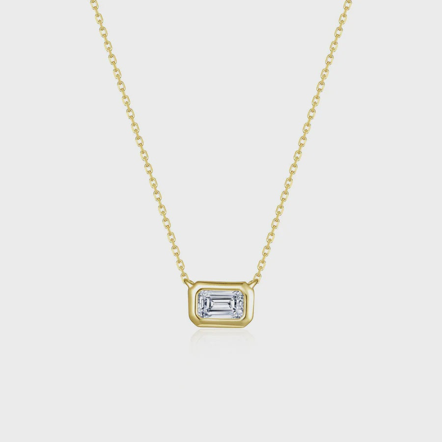 Lafonn East-West Bezel-Set Emerald-Cut Solitaire Choker Necklace