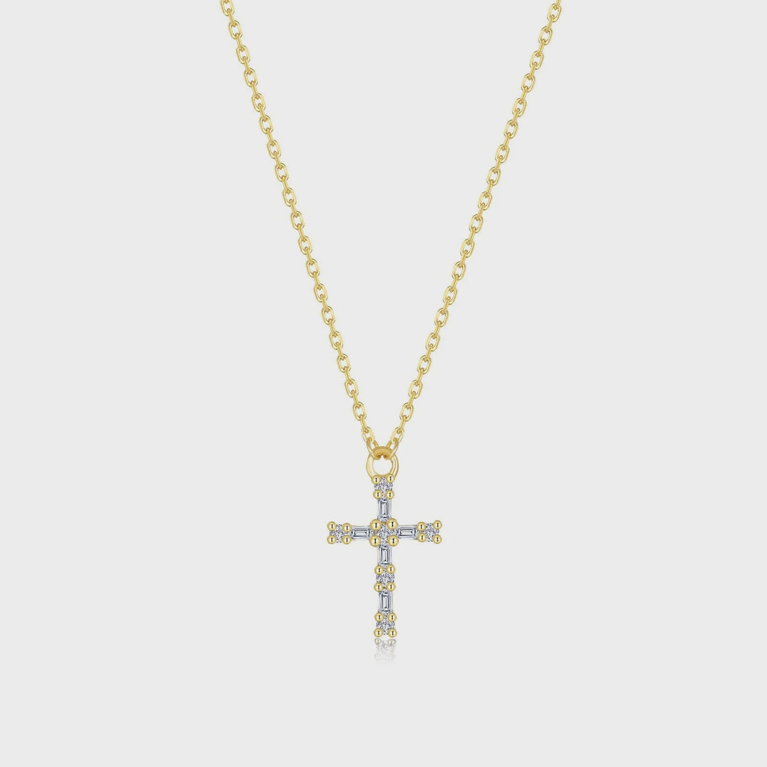 Lafonn Gold Eden Baguette Cross Necklace
