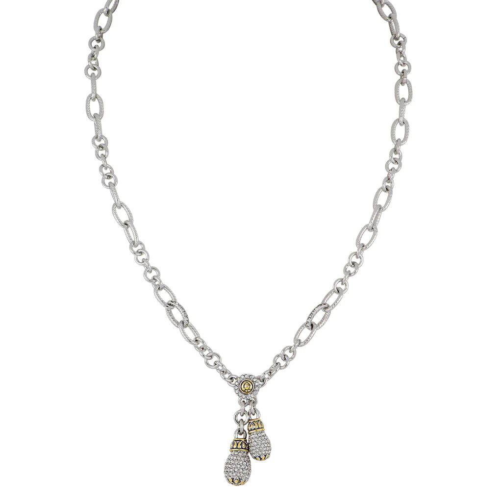 John Medeiros Briolette Pavé Double Drop Necklace