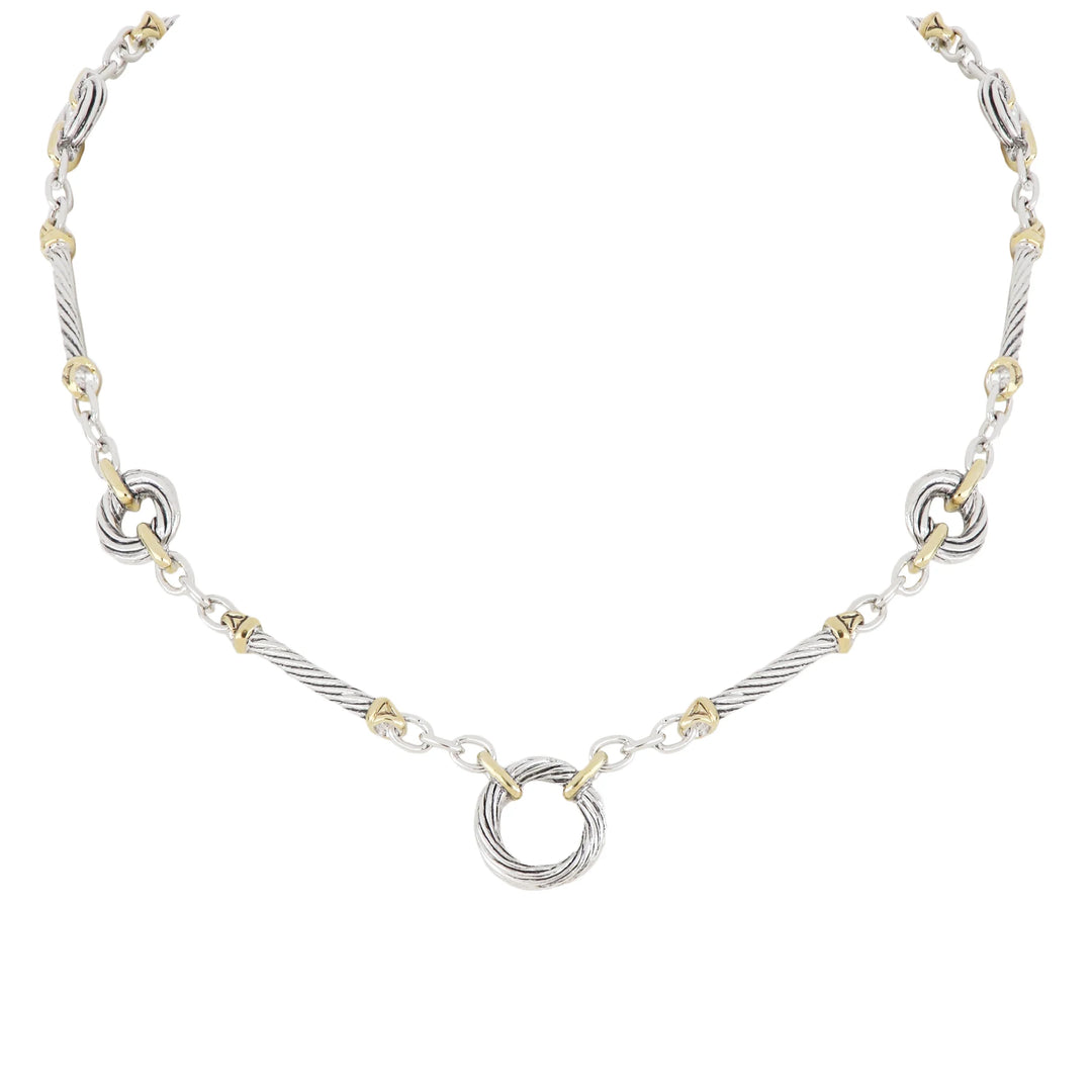 John Medeiros Cordão Circle Seven Station Two Towned Necklace 18-20''