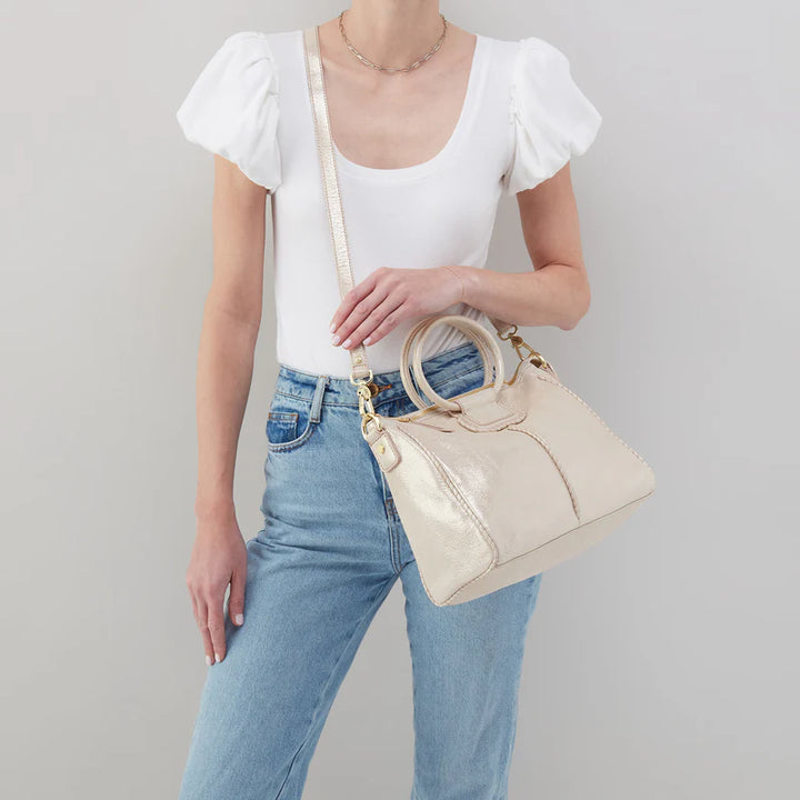 Hobo Sheila Medium Satchel in Sand Shimmer