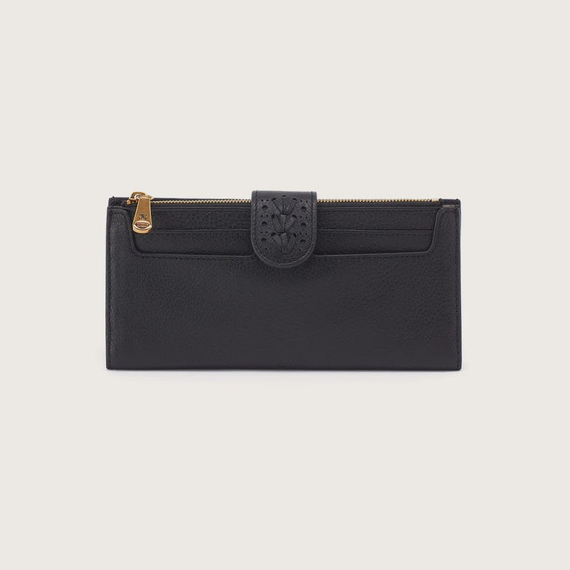 Hobo Dunn Continental Wallet in Polished Leather | Black