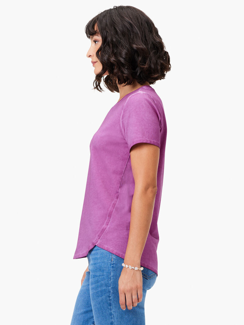 Nic + Zoe Short Sleeve Shirt Tail Crew in Orchid Bloom