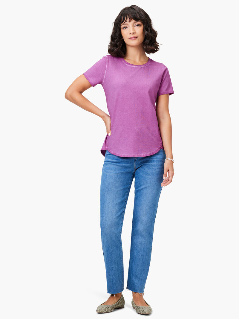 Nic + Zoe Short Sleeve Shirt Tail Crew in Orchid Bloom
