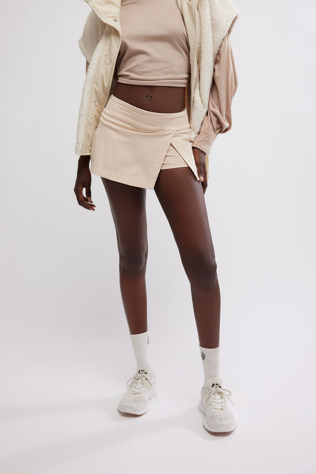 Free People Movement Hot Shot Mini Skort in Cappucino