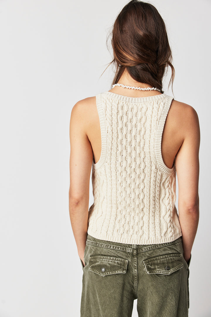 Free People High Tide Cable Tank in Tea