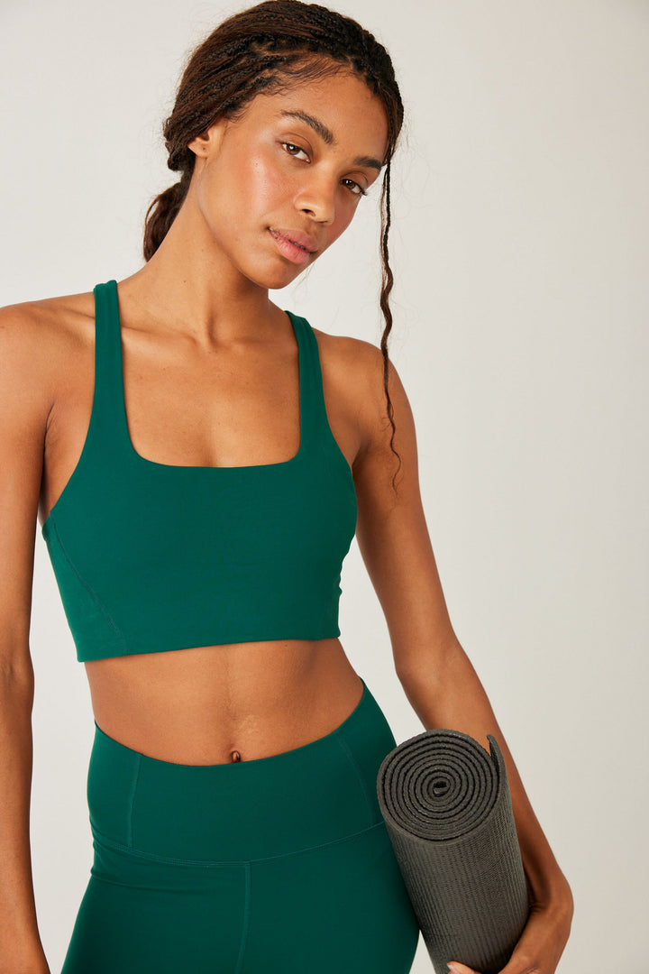 Free People Movement Never Better Square Neck Bra in Emerald Green