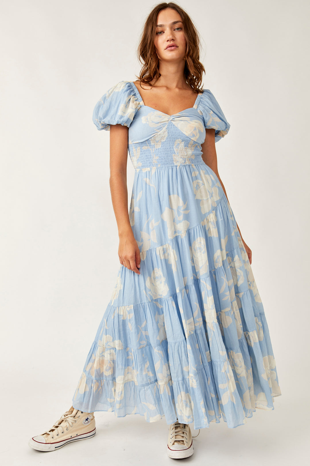 Free People Short Sleeved Sundrenched Sky Dress