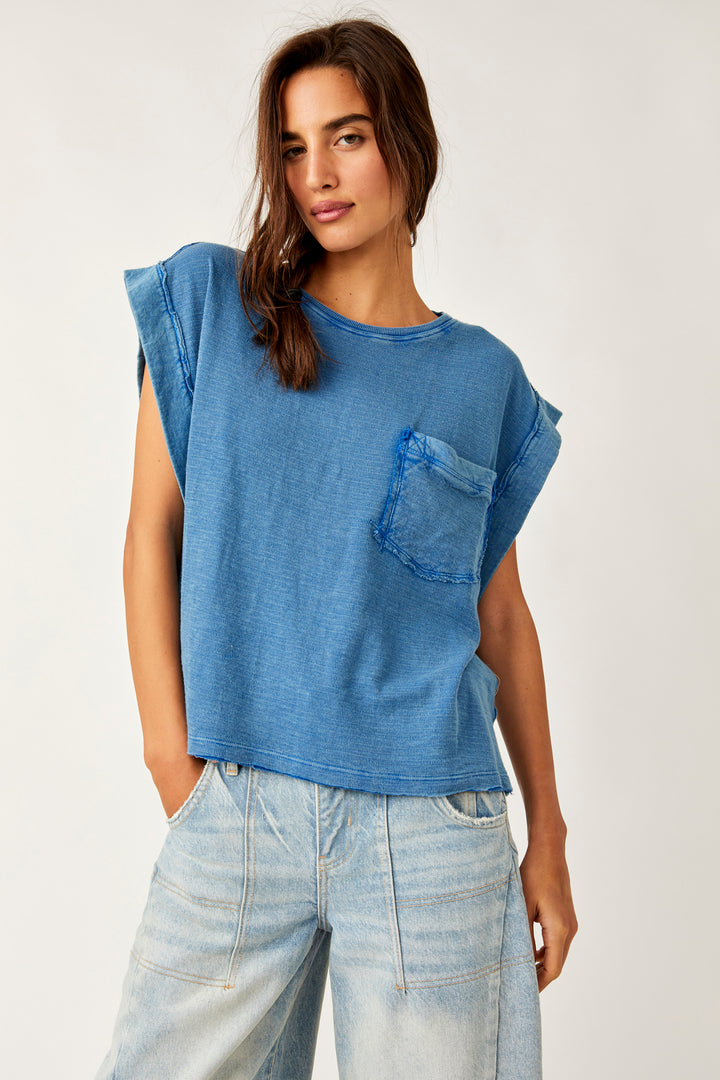Free People Our Time Tee in Cobalt Blue