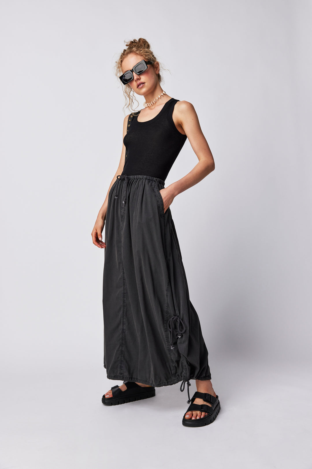 Free People Pictre Perfect Parachute Pant in Black