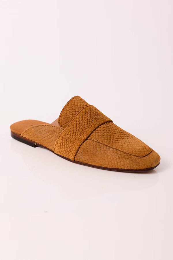 Free People At Ease Embossed Loafers in Tan Suede