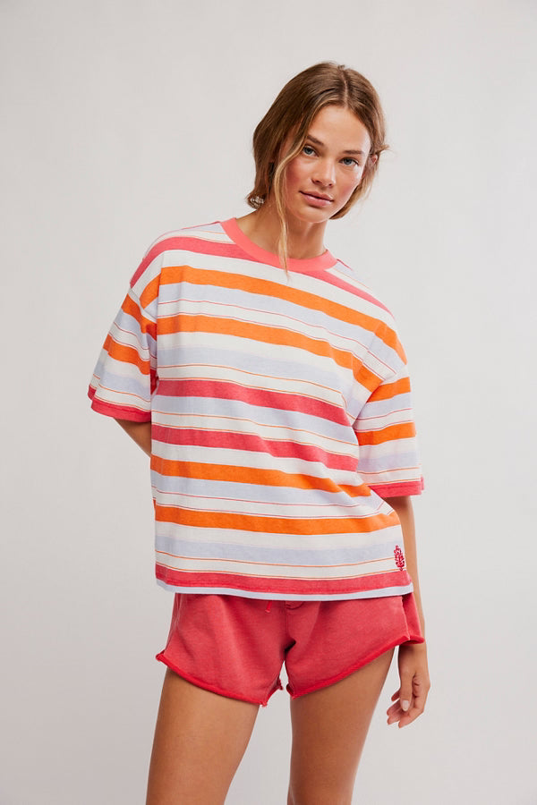 Free People Movement Printed Tackle Tee in Poolside Grapefruit