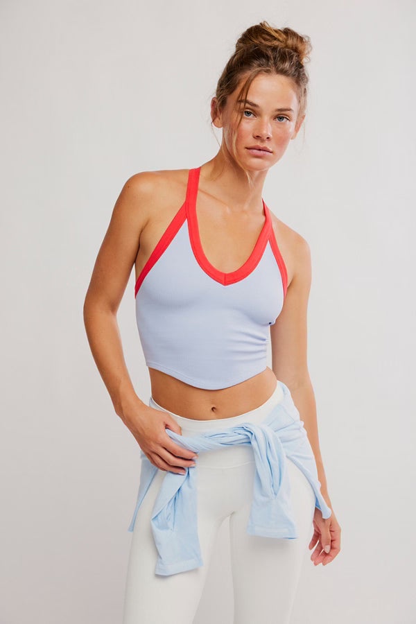 Free People Movement All Clear Vneck Colorblock Cami in Slate Combo