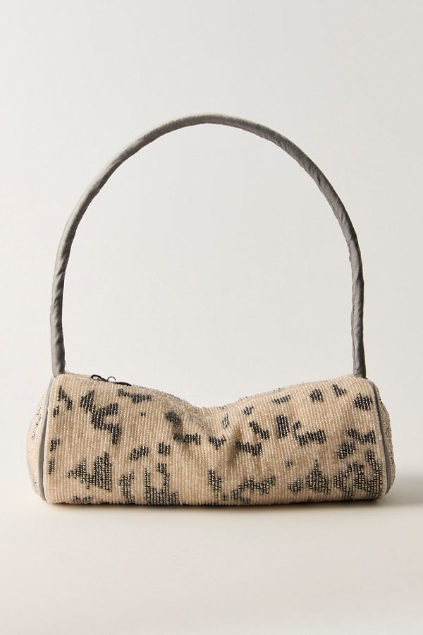 Free People Beaded Barrel Handbag in Ivory