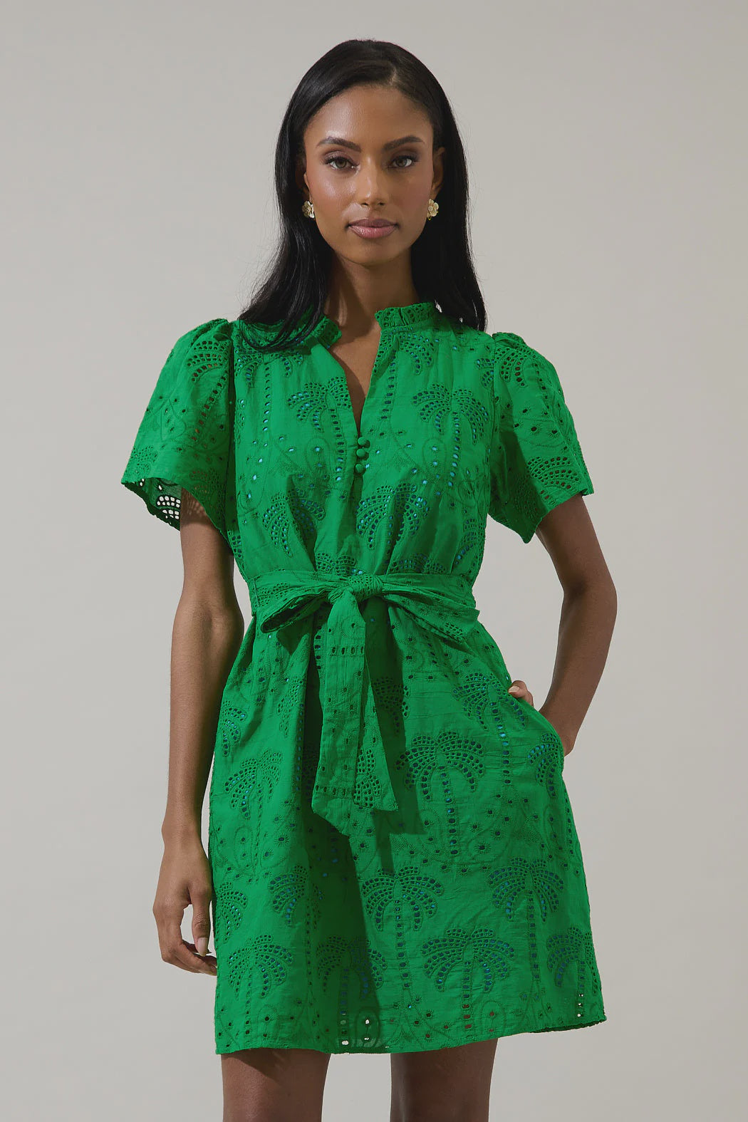 Ema Shift Mini Dress Palms Eyelet Sugar & Spice Ema Shift Mini Dress Palms Eyelet Sugar & Spice