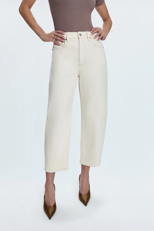 Pistola Eli High Rise Barrel Jean in Ecru