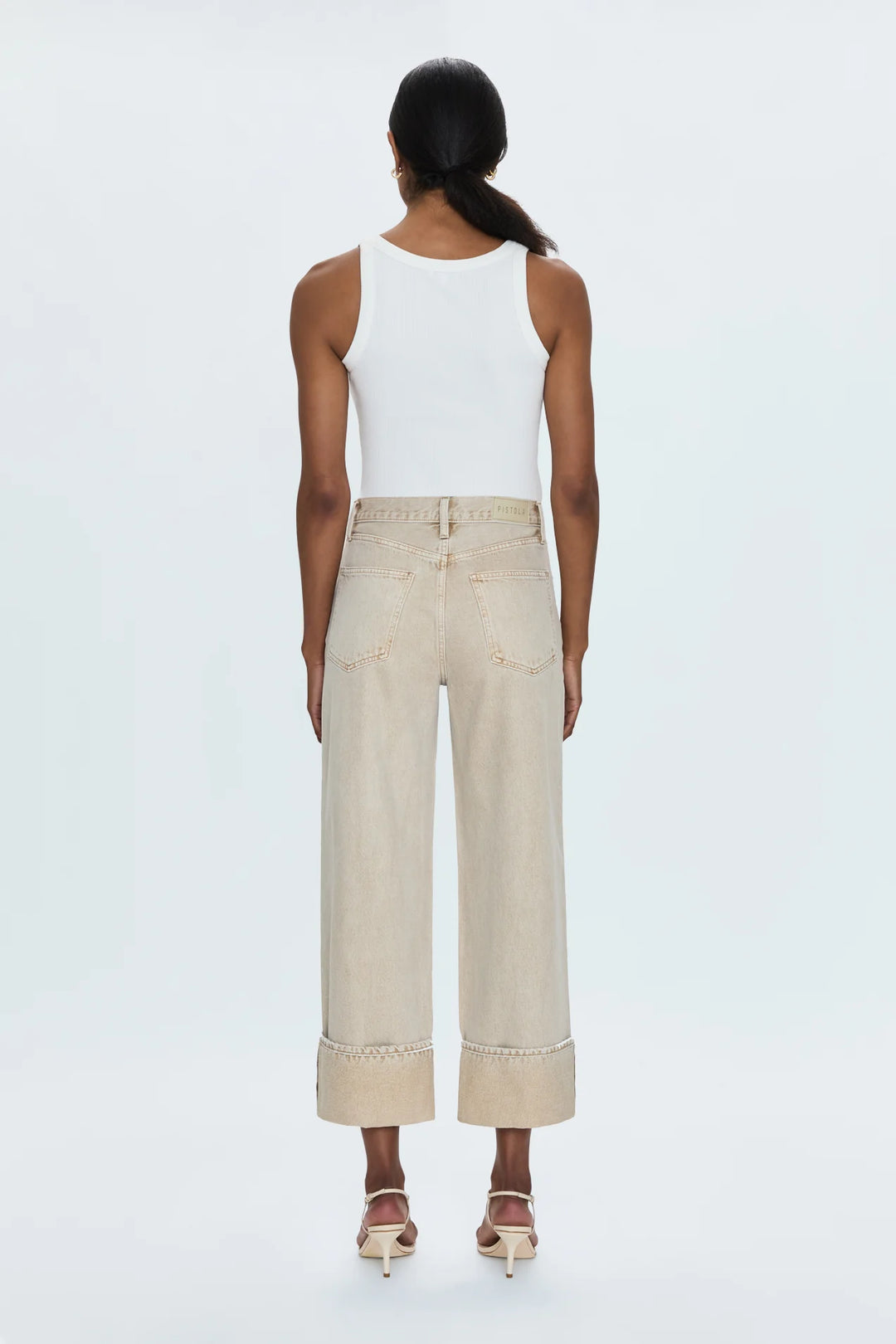 Pistola Ryder High Rise Cuffed Jean in Oat