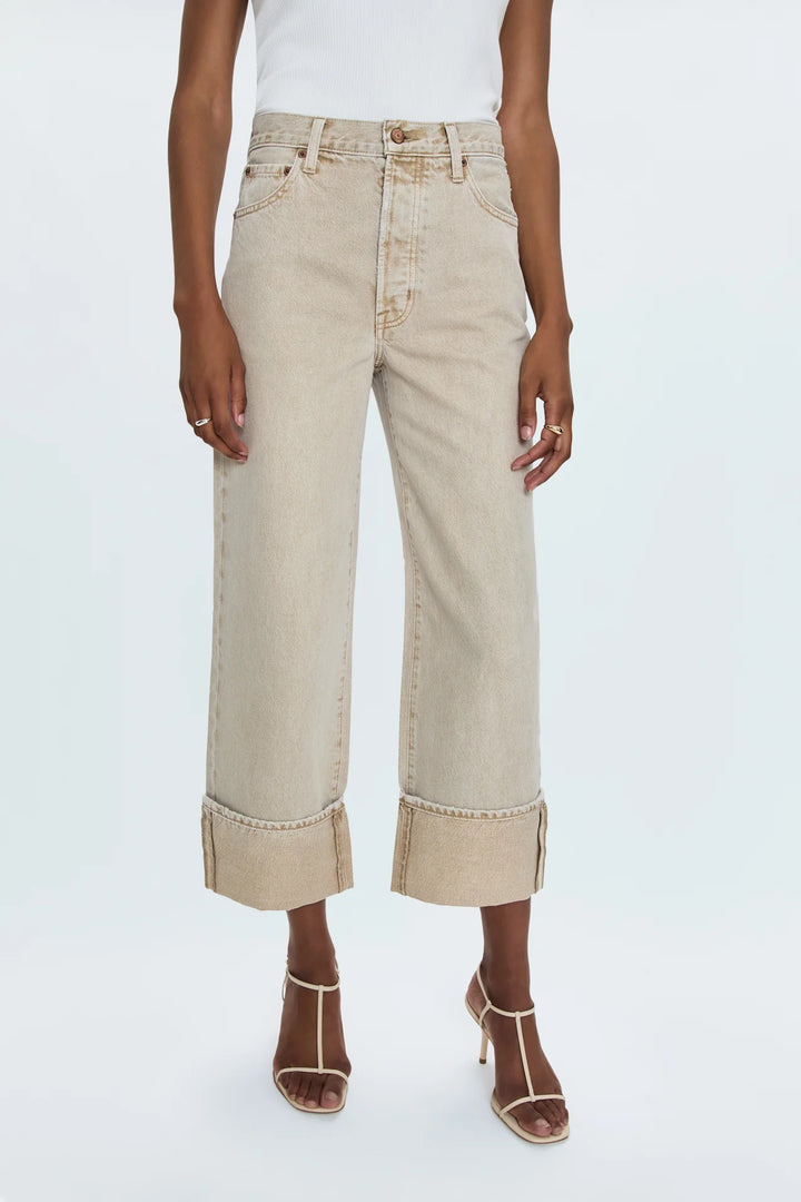 Pistola Ryder High Rise Cuffed Jean in Oat