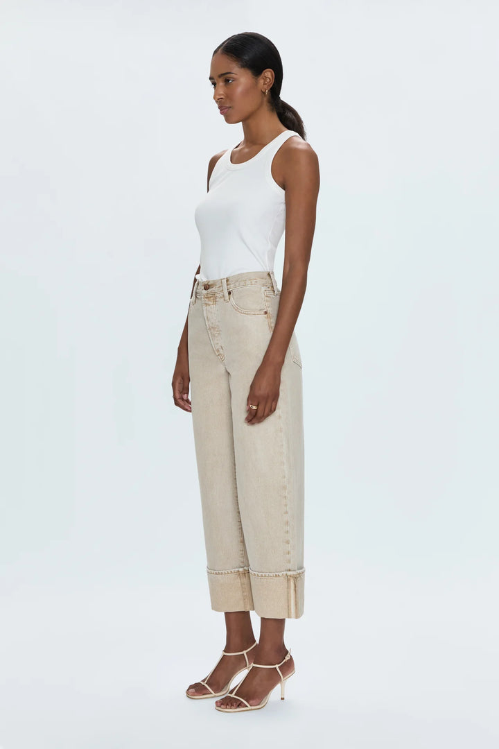 Pistola Ryder High Rise Cuffed Jean in Oat