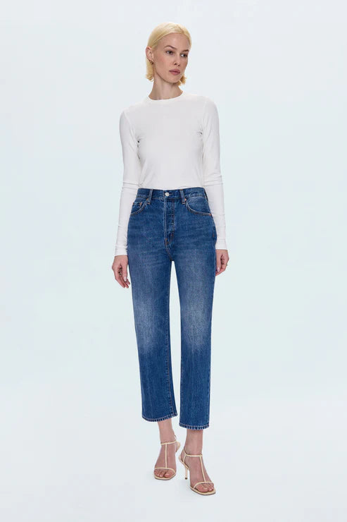 Pistola Cassie Crop Super High Rise Straight Jean in Fairview