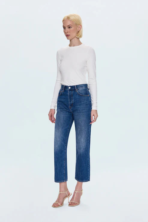 Pistola Cassie Crop Super High Rise Straight Jean in Fairview