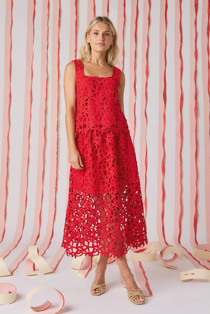 Crosby Selene Skirt in Pomegranate Lace