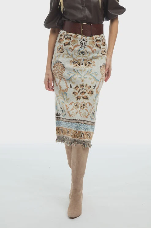 Patty Kim Camille Knit Skirt in Ecru