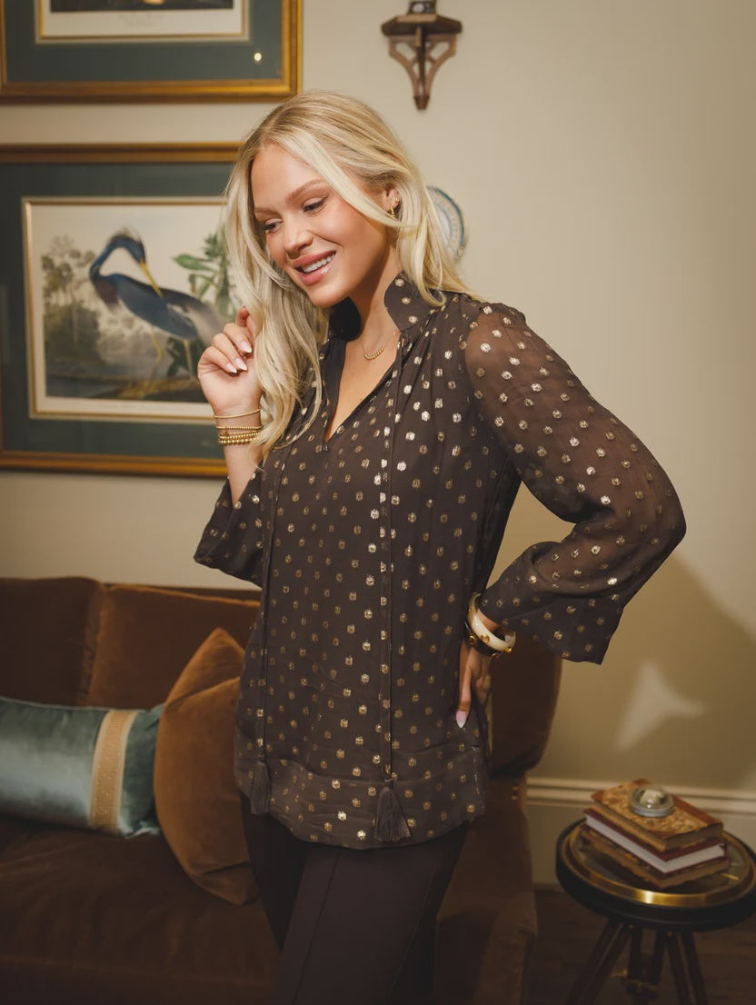 Holly Shae Charlie Top in Chocolate Brown Lurex