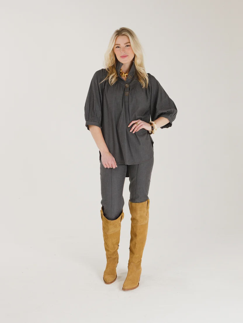 Holly Shae Avie Top in Black Washed Denim