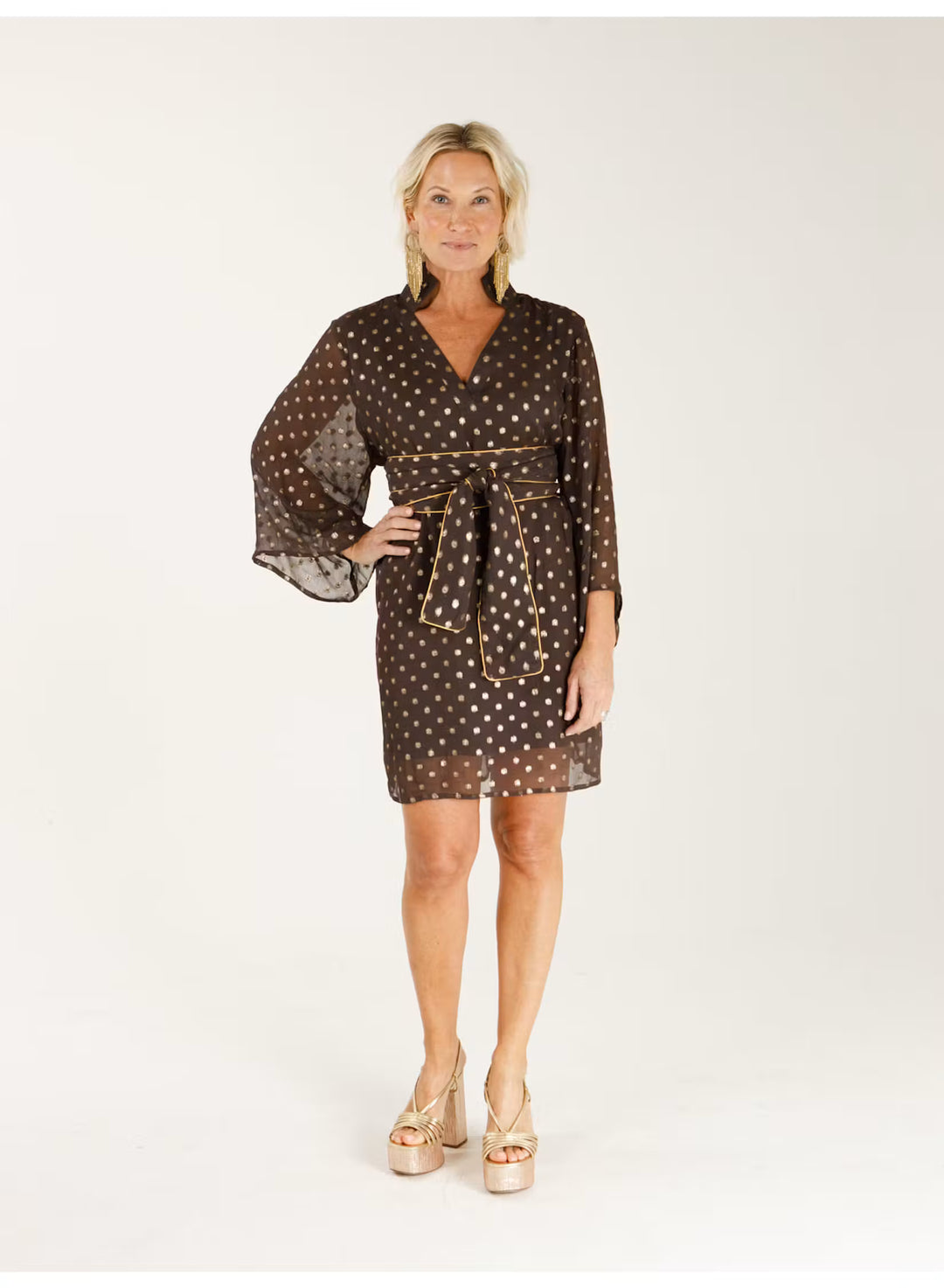 Holly Shae Cece Caftan in Chocolate Brown Lurex