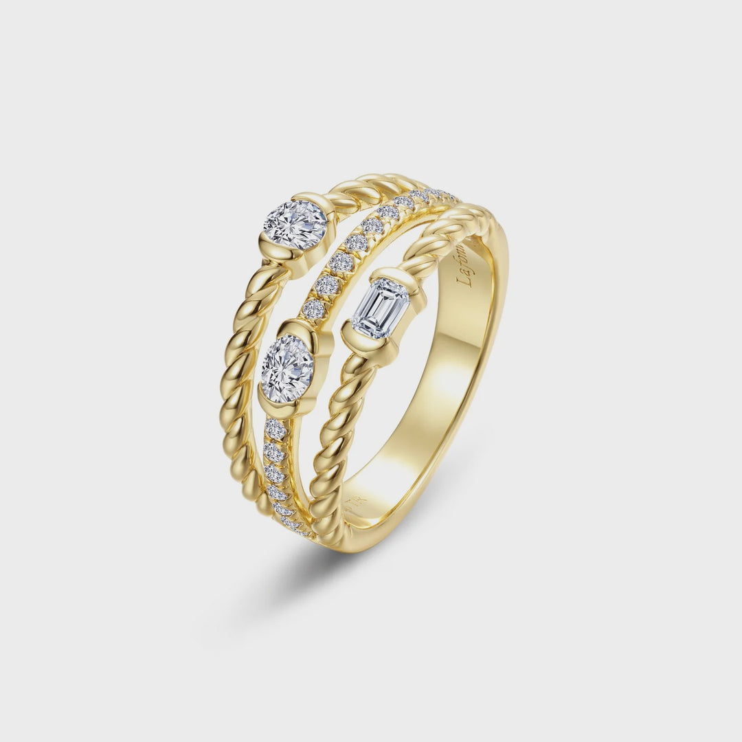 Lafonn Mixed-Cut Half Bezel Rope Ring
