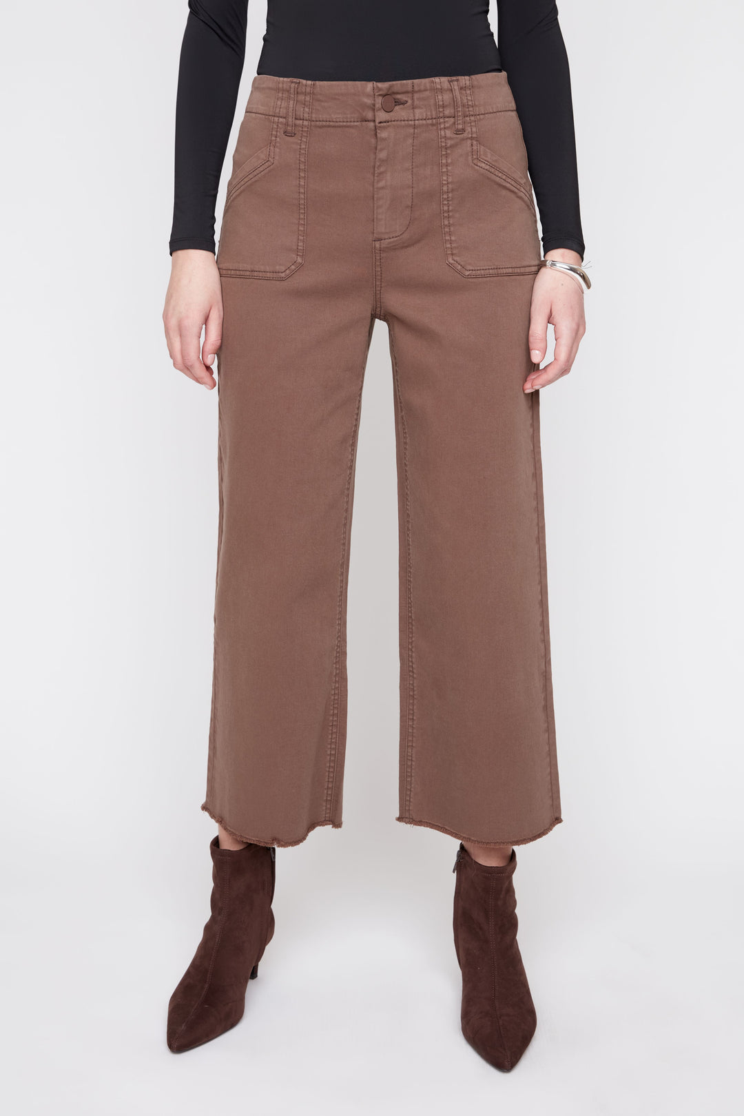 Renuar Cropped Wide Leg Pant in Chocolate