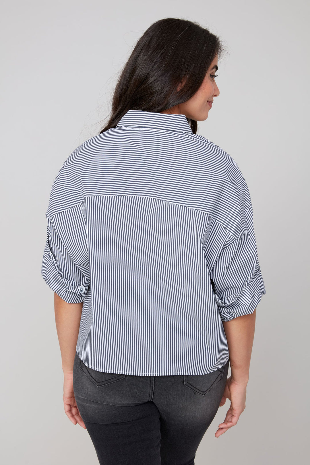 Renuar Striped Button Down in Black Combo
