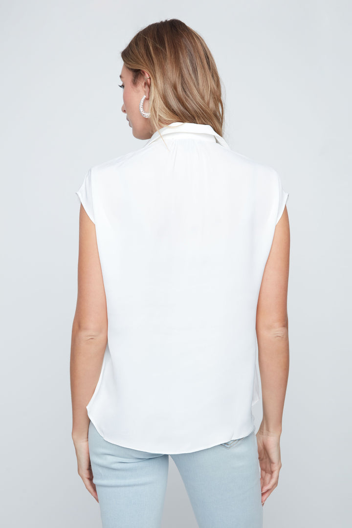 Renuar Woven Collar Top in Creme