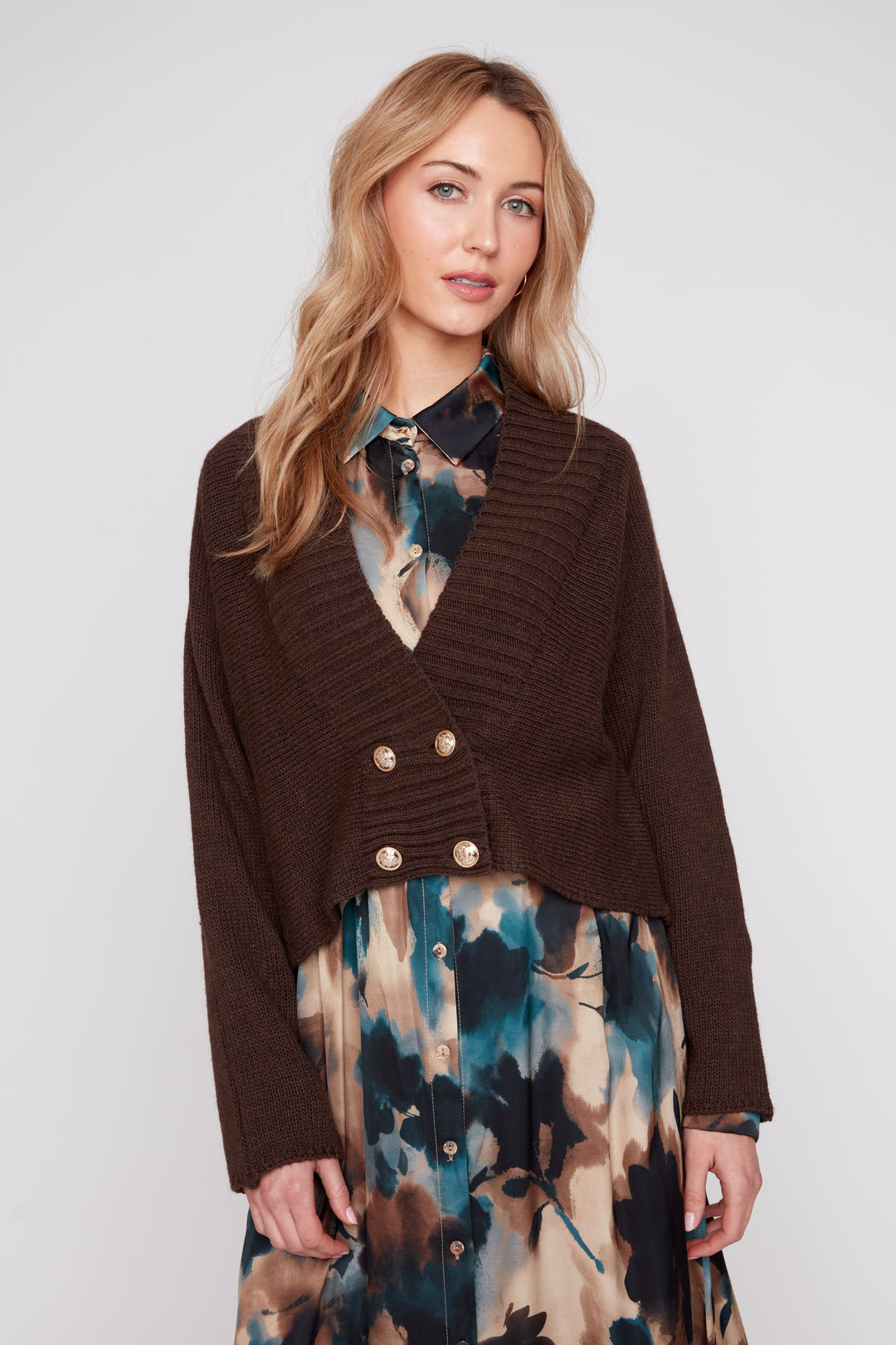 Renuar Cropped Sweater in Chocolate