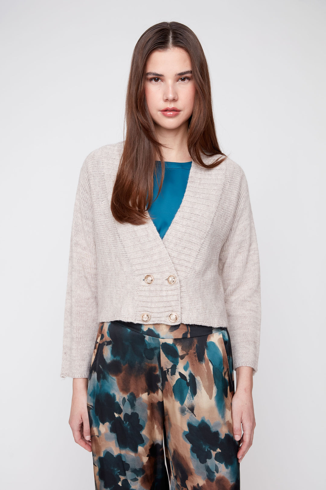 Renuar Cropped Sweater in Oatmeal