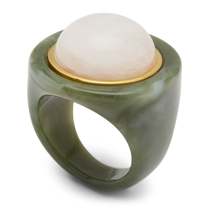 Lucas Jack Jade Resin With Moonstone Ring