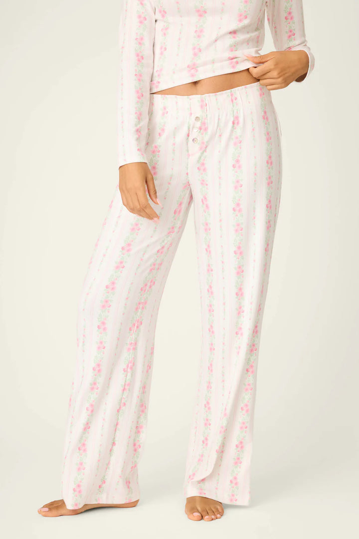P.J. Salvage Roses Are Pink Petal Dream Pointelle Open Leg Pants