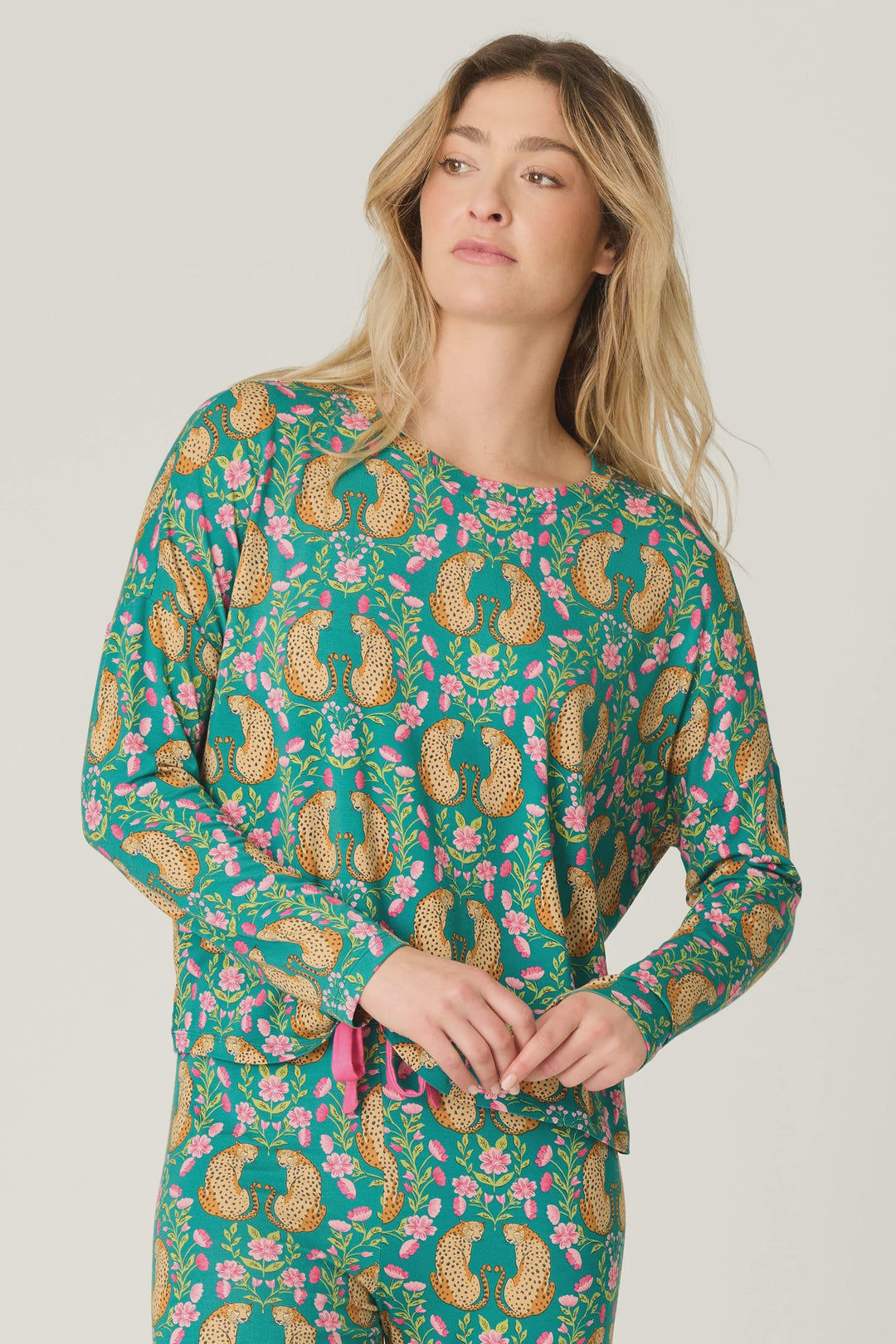 PJ Salvage Cheetah Bonita Dreams Cheetah Print Long Sleeve Top