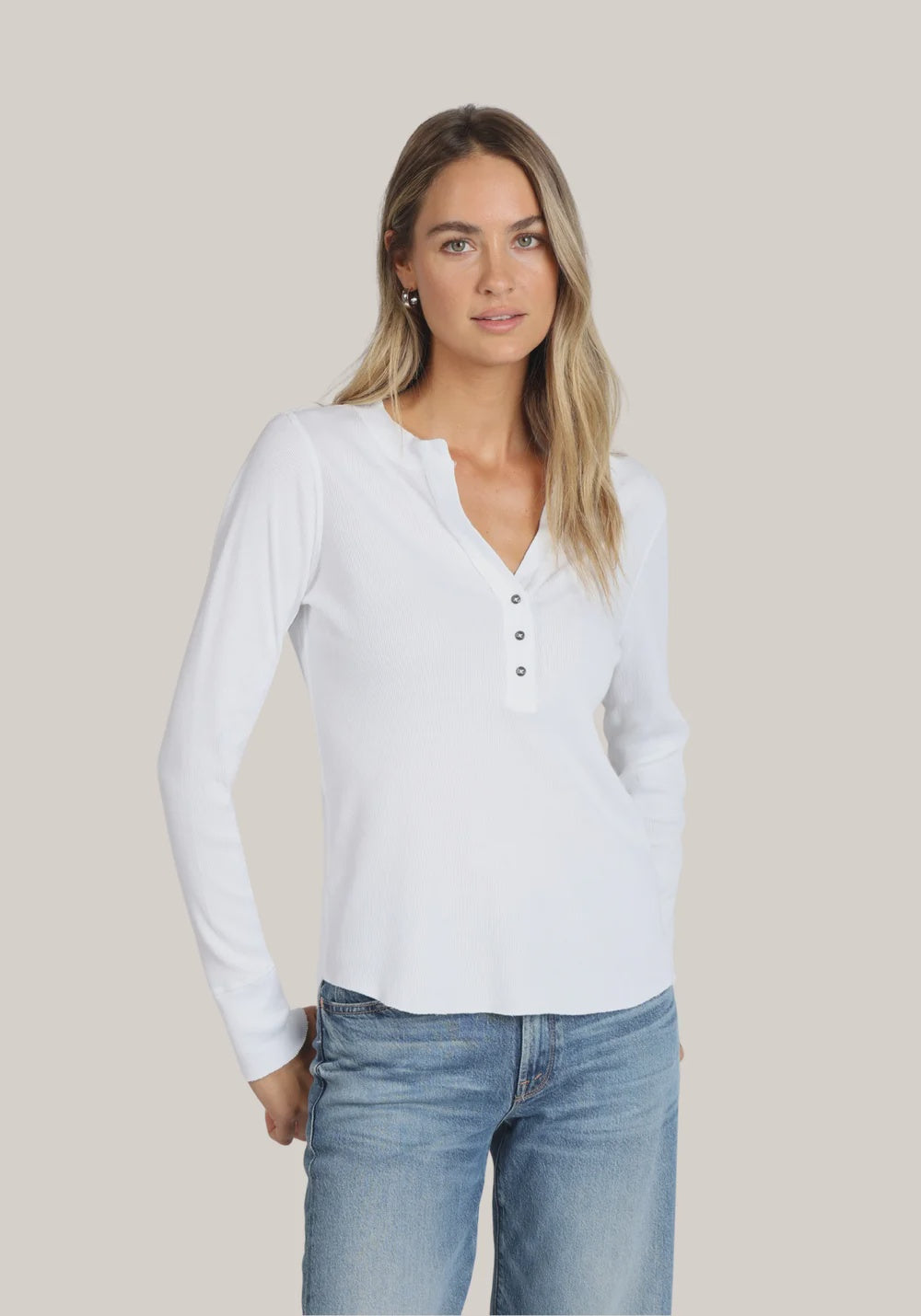 Dylan Reese Rib Tee in White