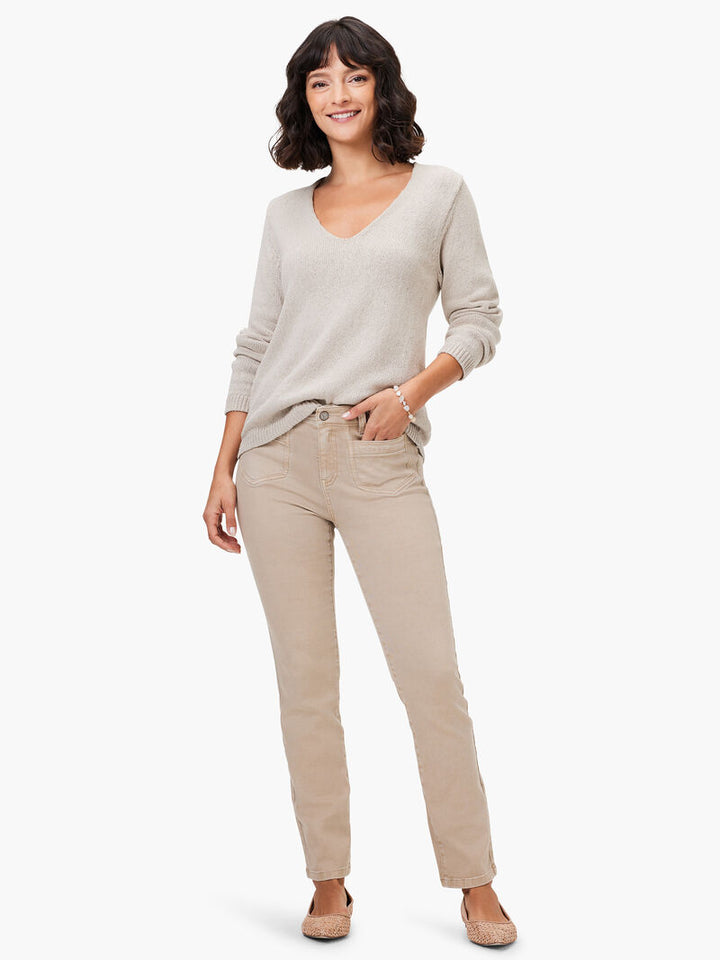 Nic + Zoe 28" Mid Rise Straight Pocket Jean in Chamois