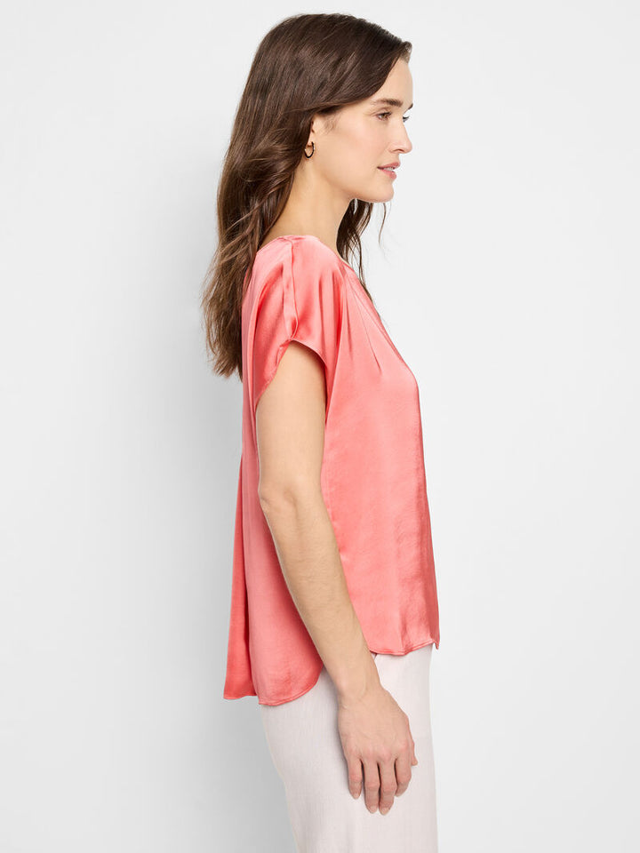 Nic + Zoe Day Gloss Woven Tee in Guava