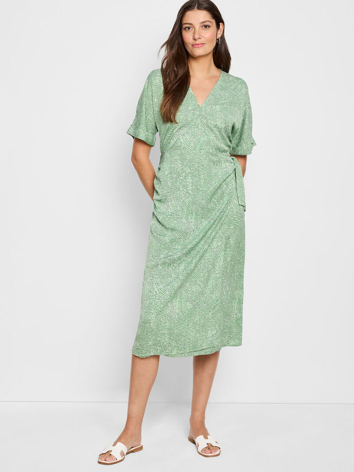 Nic + Zoe Swirling Sands Wren Green Wrap Dress