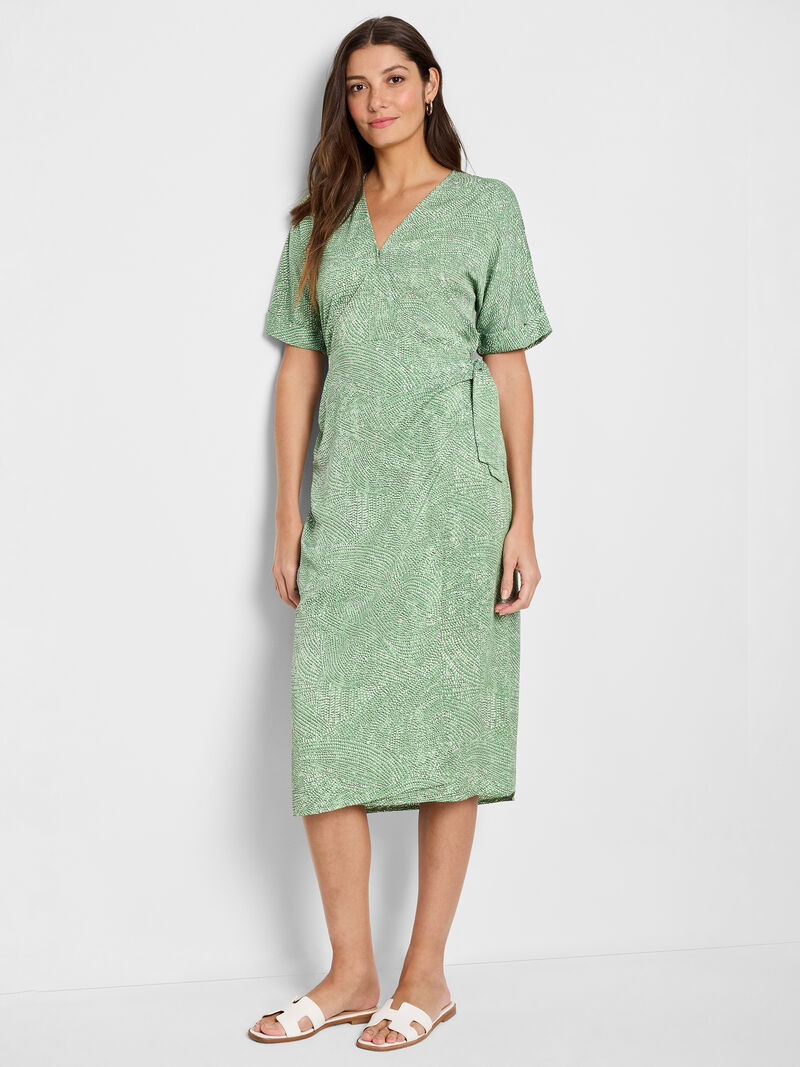 Nic + Zoe Swirling Sands Wren Green Wrap Dress